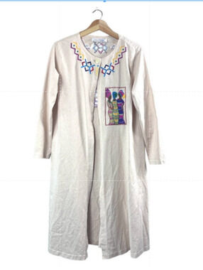 Vintage Bill & June Embroidered Design One Button Robe M